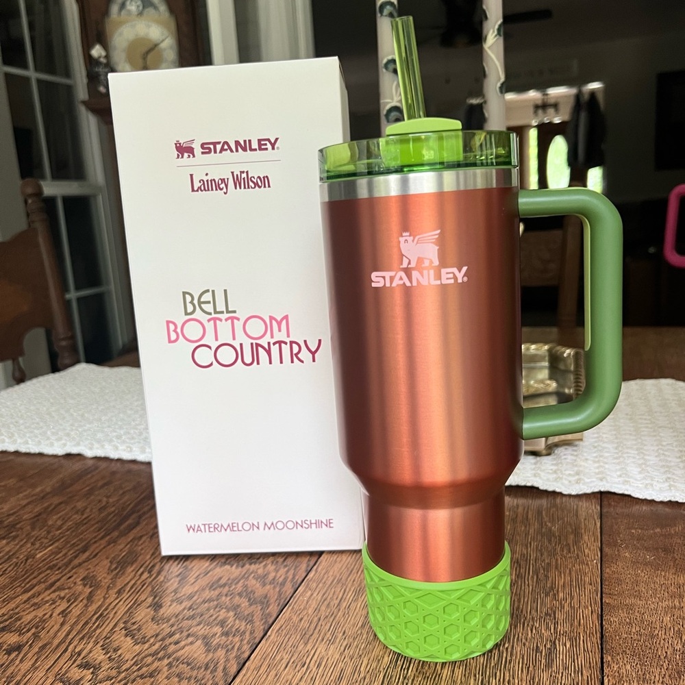 Stanley Watermelon Moonshine Tumbler with Green Handle
